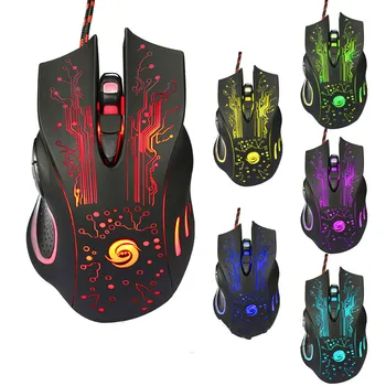 

USB Wired Optical Gaming Mouse Adjustable 5 Levels DPI 5500 with 6 Buttons LED Light for Desktop PC Computer Laptop Desktop