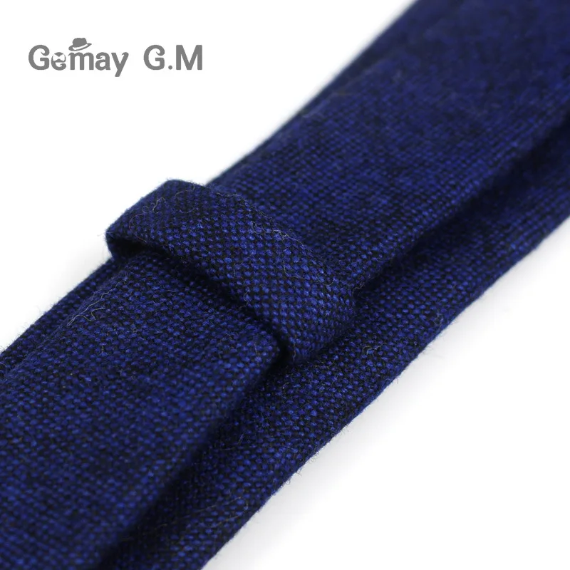 New Solid Wool Ties For Men High Quality Brand Narrow Slim Suits Neckties Blue 6cm Mens Neck Tie for Wedding Cravats