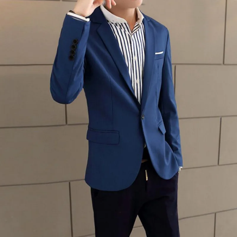

LASPERAL Men Slim Fit Social Blazer Spring Fashion Solid Mens Wedding Dress Coat Casual Plus Size Business Male Suit Jacket 2019