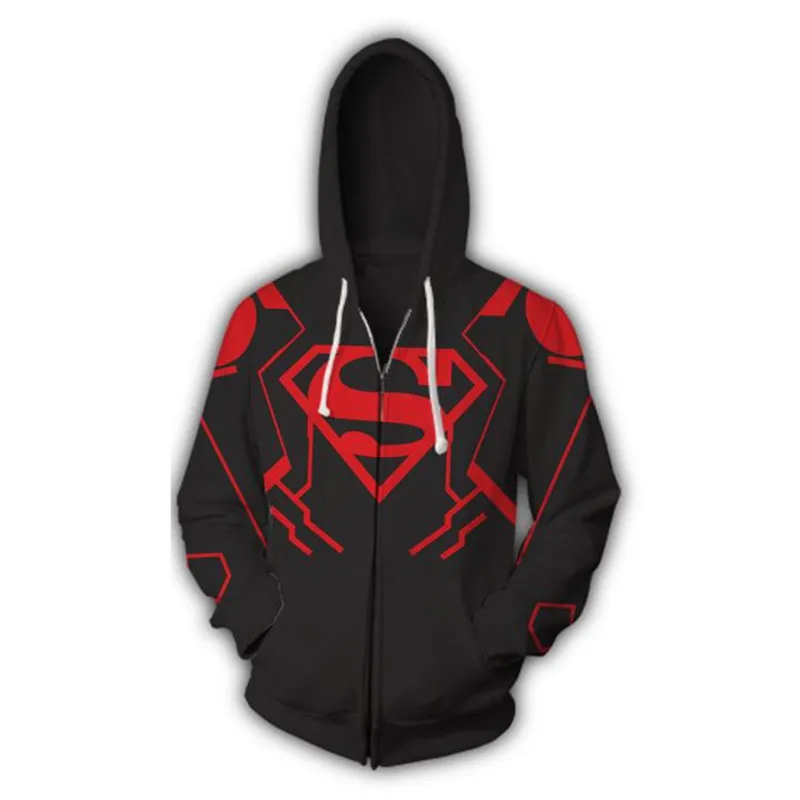 

2018 New design 3D superman Hoodies Sweatshirts Lycra Civil War Avengers Cosplay Costume Fitness Autumn Couple hooded Jacket
