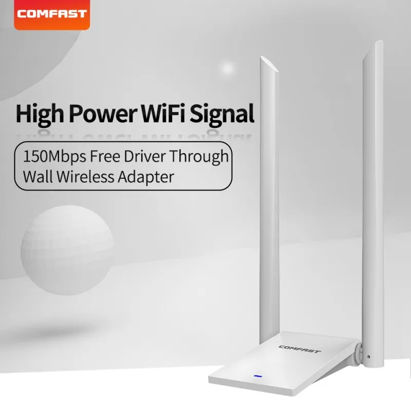 

Free driver 150Mbps high power USB WiFi Adapter 2.4Ghz USB 802.11b/g/n 2*6dbi WiFi Antenna High power Through PC Wi-Fi Receiver