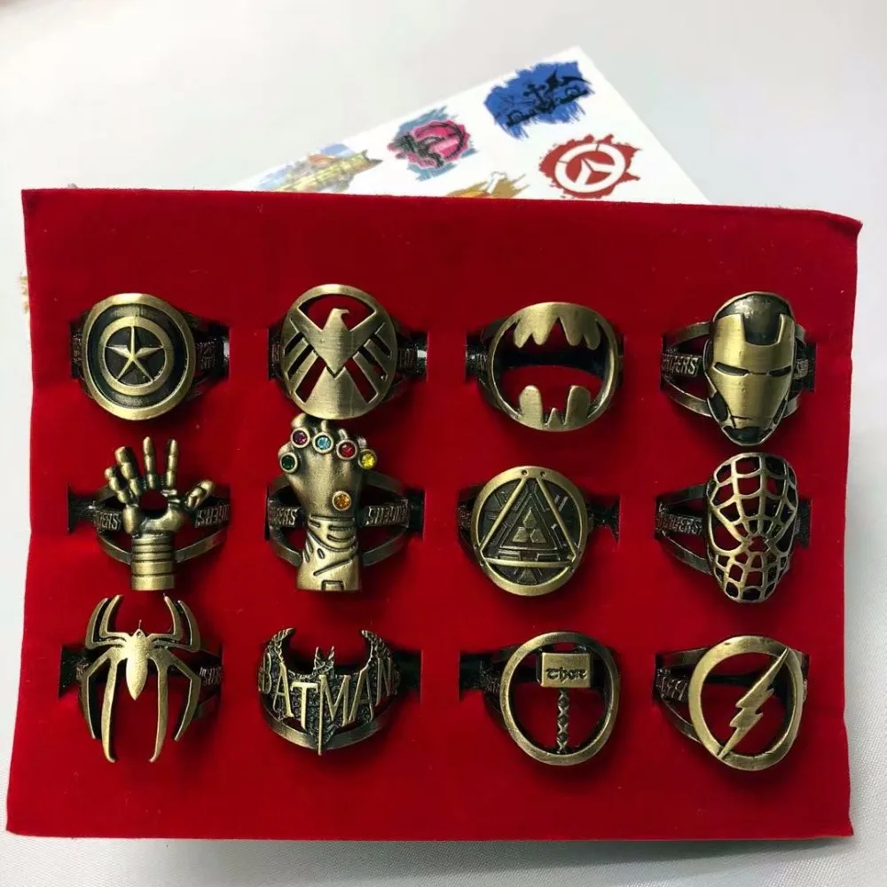 

The Avengers Captain America Batman Iron Man Spider-Man Sword Art Online Naruto ONE PIECE Fashion Anime Ring Pierced Set model