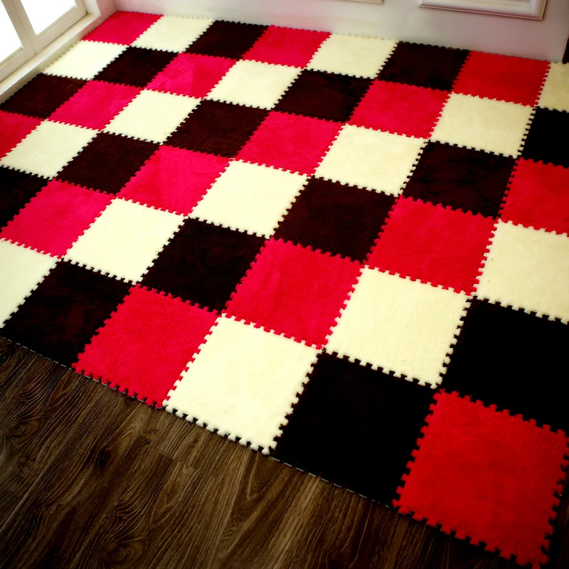 2017 Puzzle Mat EVA Foam shaggy velvet Carpet door mat Jigsaw Mat plush