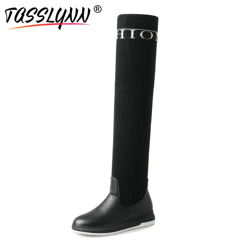 

TASSLYNN 2019 Women Boots Winter Shoes Over The Knee Boots Women Wedge Low Heels Fashion Short Plush Woman Shoes Plus Size 34-40