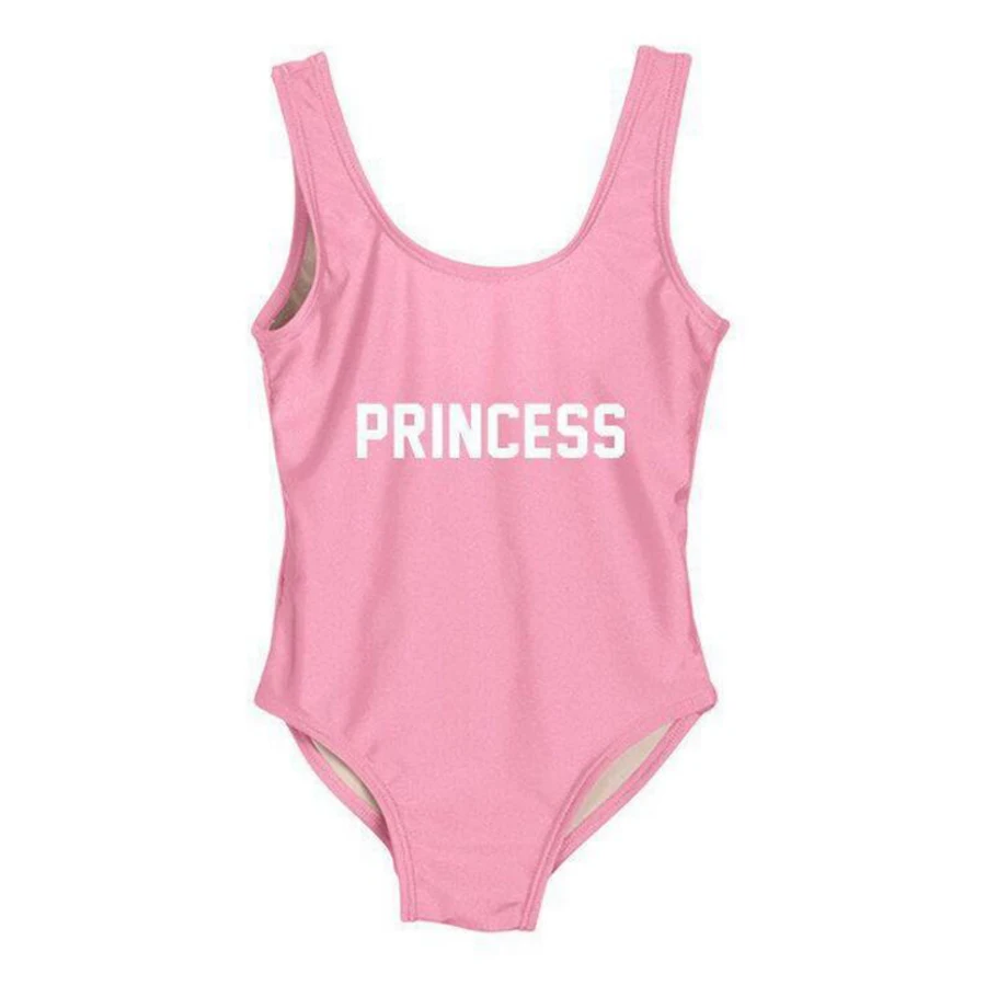 Милый Цельный купальник для маленьких девочек, одежда для купания для детей, пляжная одежда с изображением фламинго, боди, купальный костюм - Цвет: princess
