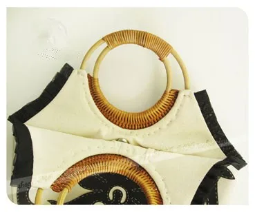 Round Rattan Purse Handle Bag Handle DIY Bag Hanger Wooden Bamboo Plastic Purse Frame Fashion Strap Cane Straw Bag Handle