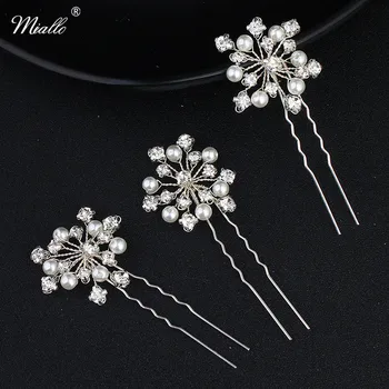 

Miallo 6Pcs/lot Wedding Bride Hair Accessories Jewelry Classic Handmade Rhinestone Hairpins Hair Stick Women's Tiaras Ornaments