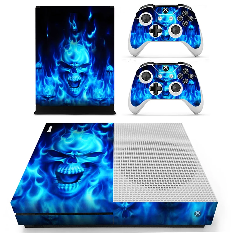 HOMEREALLY For Xbox one S Skin Blue Skull Flame Custom