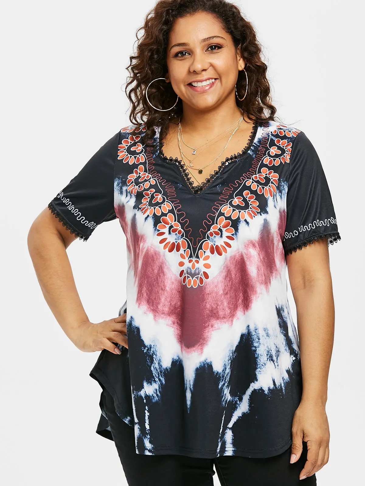 Download Aliexpress.com : Buy Plus Size 5XL Tie Dye V Neck T Shirt ...