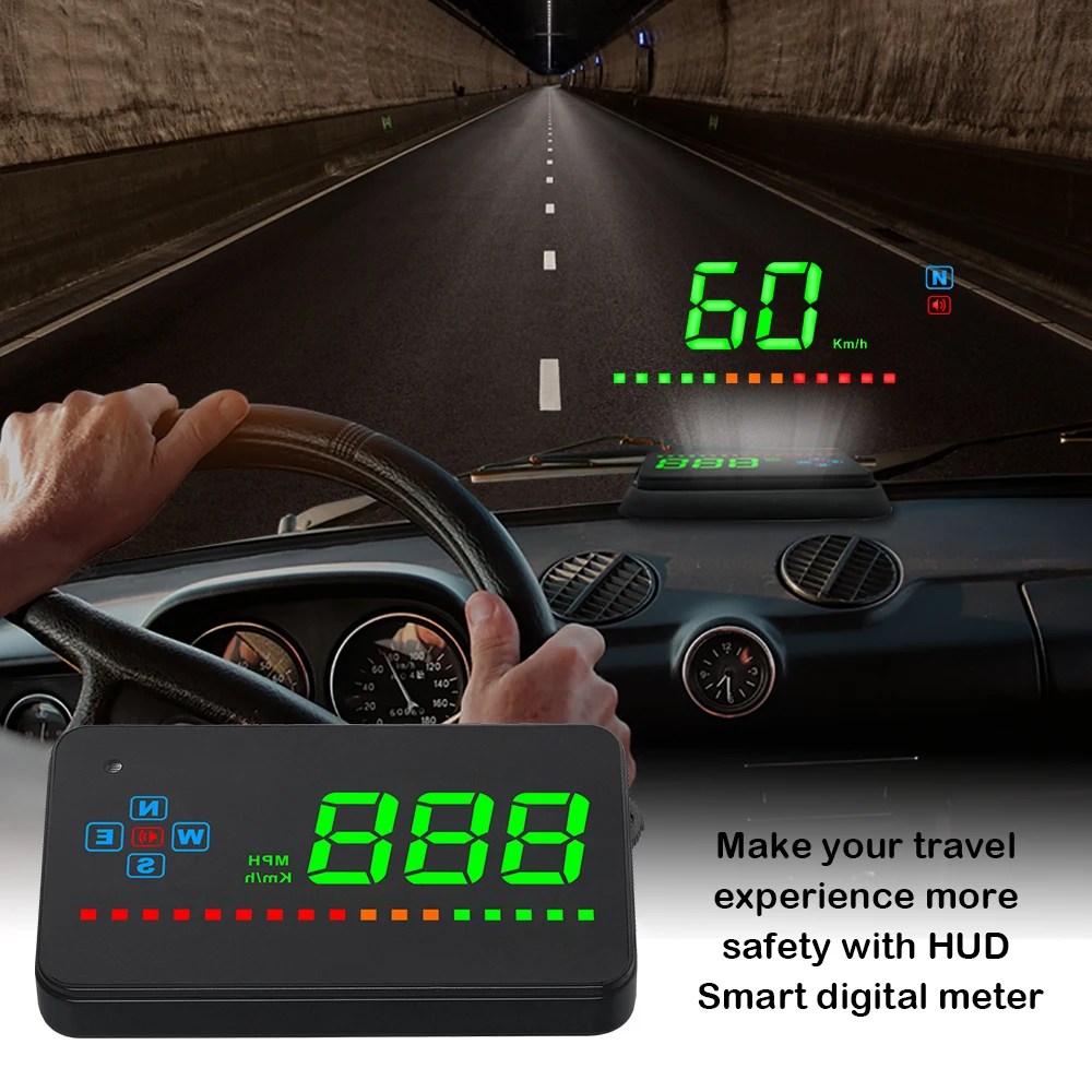 A2 GPS عرض Hud سيارة رئيس متابعة العرض الأقمار الصناعية سرعة البوصلة KMH/MPH ، GPS عداد السرعة زجاج سيارة مشروع لجميع المركبات