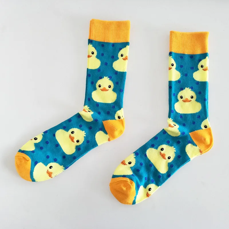 

YSMILE Y Newest Cartoon Yellow Duck Novelty Socks Men Fashion Casual Sock High Quality Cotton Sock For Male Boy