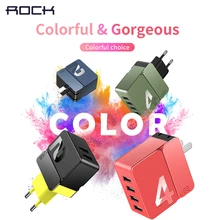 2 4 USB зарядное устройство Rock Универсальный адаптер для быстрой зарядки 5V2. 4A 5V4A EU US штекер для iPhone 7 X XS Max samsung S10 Plus Xiaomi