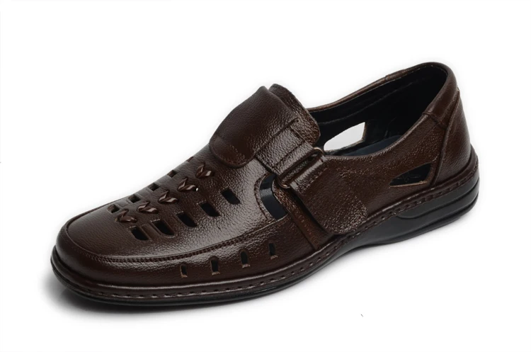 MIUBU/повседневные летние мужские кожаные сандалии; обувь с вырезами; мужские кожаные сандалии; крутая кожаная обувь