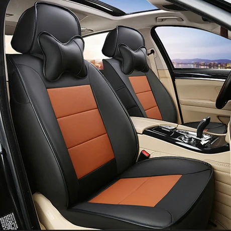 AUSFTORER Custom Fit сиденье из натуральной кожи чехлы для Volvo XC40 аксессуары автомобильный набор накидок на сидение Авто протекторы- 14 шт - Название цвета: Black X Brown