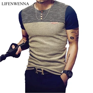 Summer Fashion Men's T Shirt Casual Patchwork Short Sleeve T Shirt Mens Clothing Trend Casual Slim Fit Hip-Hop Top Tees 5XL