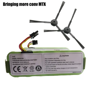 

A pair side brush+Battery for Kitfort KT504 Haier T322 T321 T320 T325/Panda X500 X580/Ecovacs Mirror CR120/Dibea X500 X580