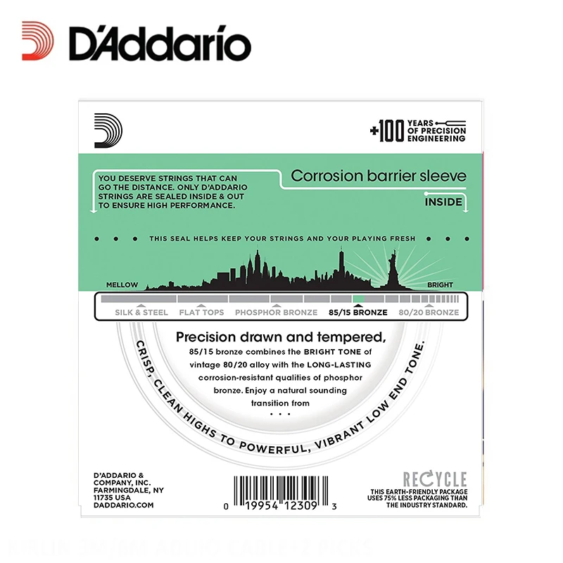 D'Addario EZ920 большой американский Бронзовый Средний светильник (.012 .054) Струны для