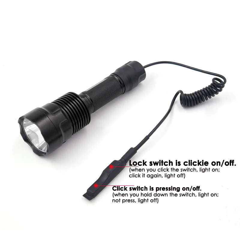 CREE XM-L T6 Flashlight 1-mode Hunting Torch Pressure Remote 501B 