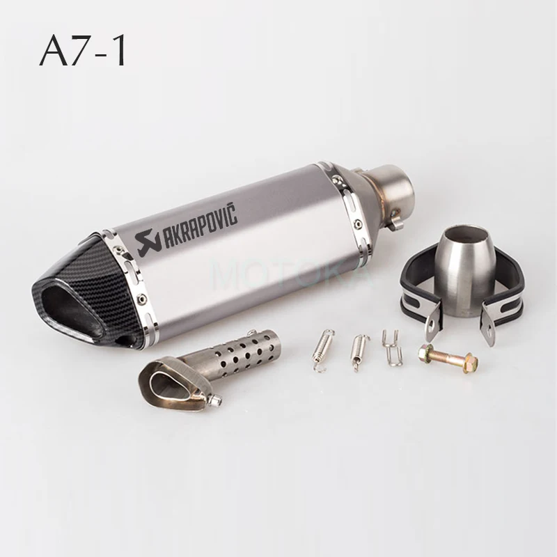 Left/Right Universal Motorcycle Akrapovic Exhaust Pipe Scooter Dirt Pit Bike Motocross KTM 51mm Escape Stainless Steel Slip-on