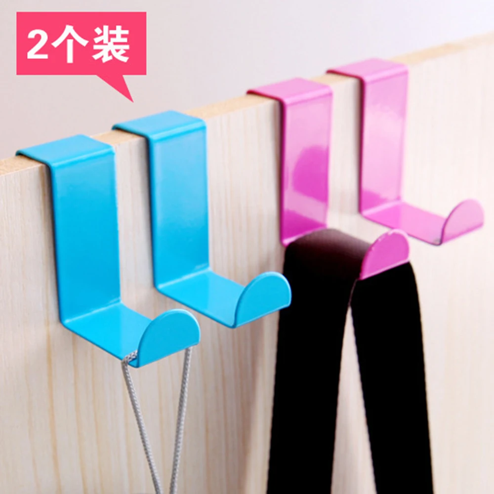 

2pcs Kitchen Cabinet Clothes Towel Hat Coat Hanger Hook Door Hook Bathroom Accessories Space Saving Storage Organizer Rack Hook