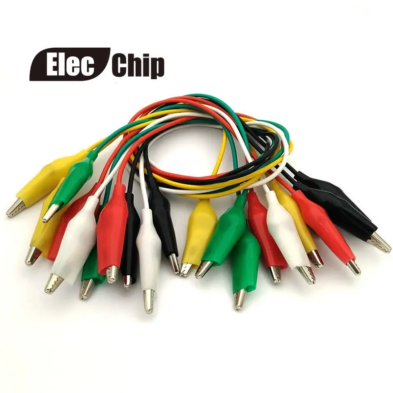 

10pcs Alligator Clips Double-ended Test Lead Crocodile Clip Line 45MM Alligator Clamp Connector 5 colors with Wire Free shipping