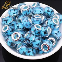 

50Pcs Wholesale Cheap Price Butterfly Large Hole Glass European Beads fit Pandora Charms Bracelet Necklace for Jewelry Making
