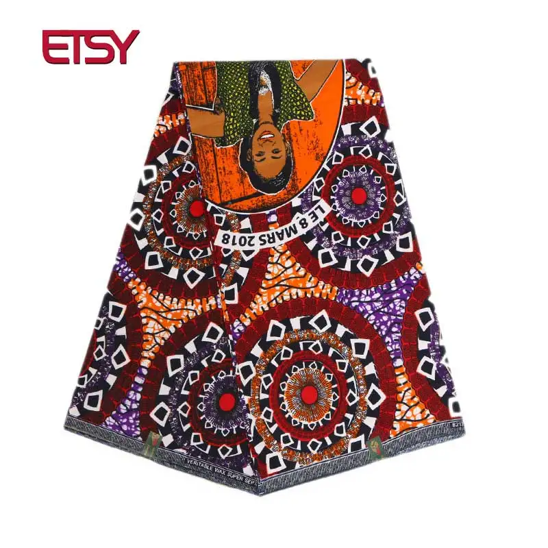 

100% Polyester Wax Prints Fabric 2019 Ankara new Hollandais Wax High Quality 6 yards African Fabric for Party Dress PL915
