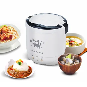 

1L rice cooker used in house 110v to 220v or car 12v to 24v enough for two persons with English Instructions Cooking Machine