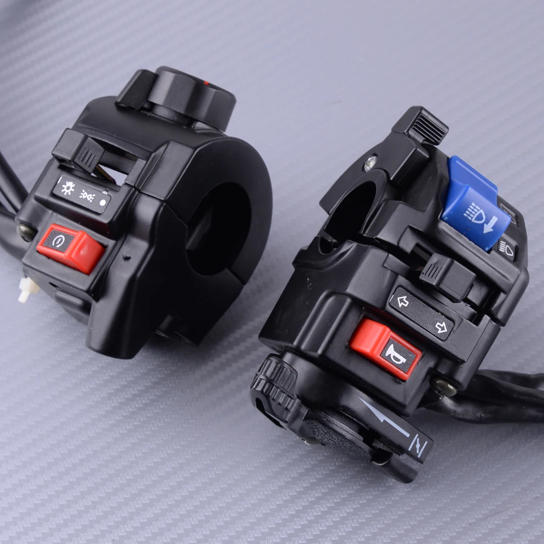 

DWCX 1 Pair 12V DC Motorcycle 7/8" Handlebar Handlebar Control Headlight Horn Turn Signal Light Start Switch