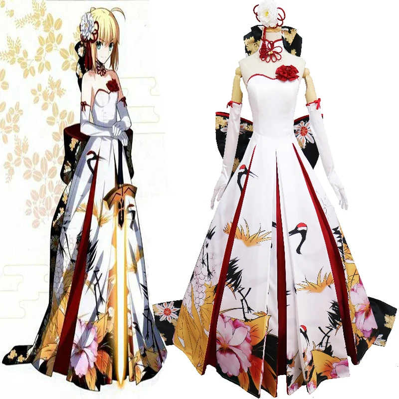 

Game Fate Grand Order Cosplay Costumes Arutoria Pendoragon Cosplay Saber Cosplay Dress New Style Halloween Party FGO Women Dress