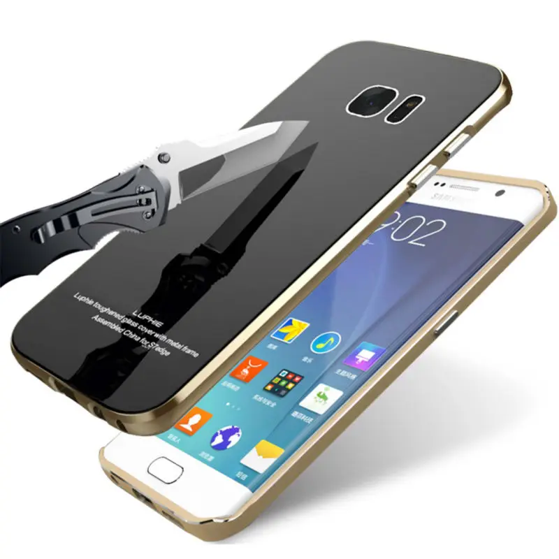 imágenes para LUPHIE Anti-arañazos de Cristal Templado de Aluminio de Lujo de Parachoques del Metal para Samsung Galaxy S6 Edge Cubierta Del Teléfono Capinha Coque imágenes para LUPHIE Anti-arañazos de Cristal Templado de Aluminio de Lujo de Parachoques del Metal para Samsung Galaxy S6 Edge Cubierta Del Teléfono Capinha Coque