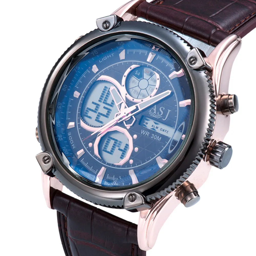 Prix pour Asj top marque de mode conception numérique led homme mâle horloge en cuir cool sport militaire de natation poignet quartz cadeau d'affaires montre Prix pour Asj top marque de mode conception numérique led homme mâle horloge en cuir cool sport militaire de natation poignet quartz cadeau d'affaires montre