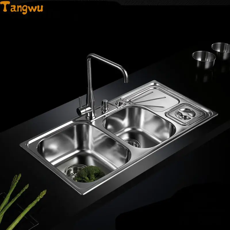 Кухонные раковины Tangwu Кухонная мойка из нержавеющей стали 304 двойная паза