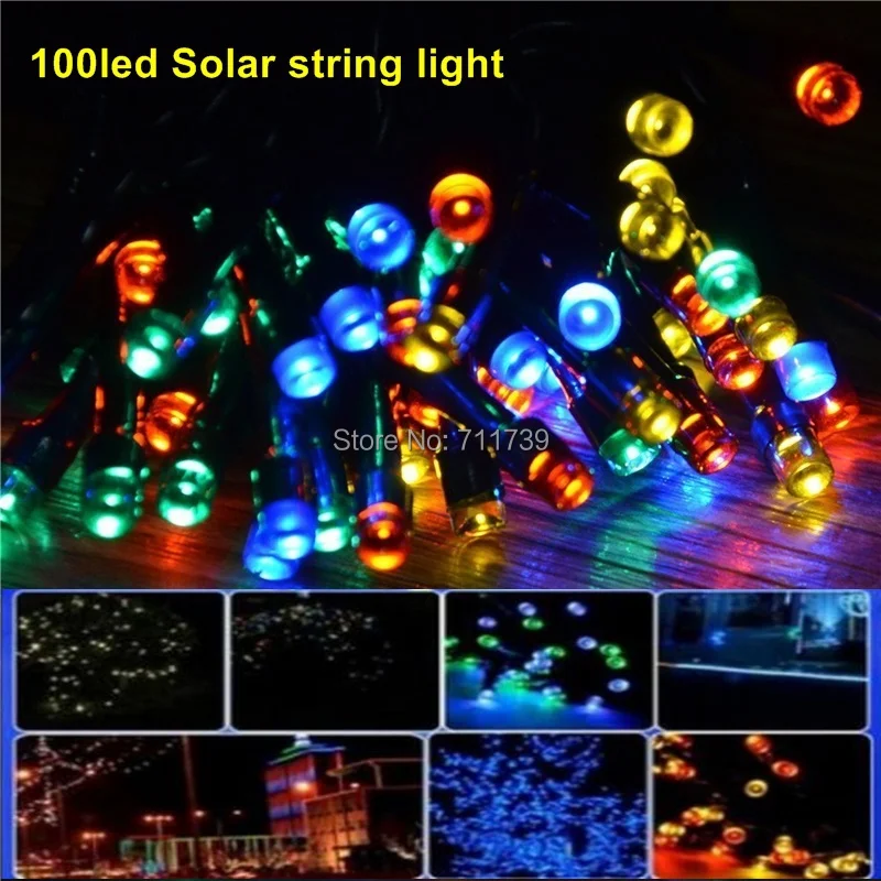 100LEDs 12 m Waterproof Decorative Copper Globe Solar Powered Led