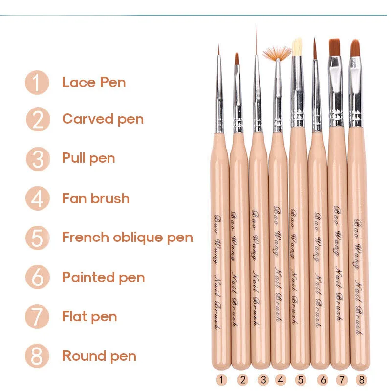 Escovas da Arte do Unha Escova de Desenho para Gradiente para Gel Profissional Manicure Gel Polonês Unhas Equipamento 8 pc - Set 6 High Quality Beleza e saúde