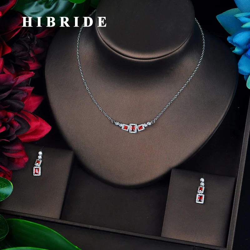 HIBRIDE новый красный цвет маленькая цепочка с подвеской Ювелирные наборы Свадебные
