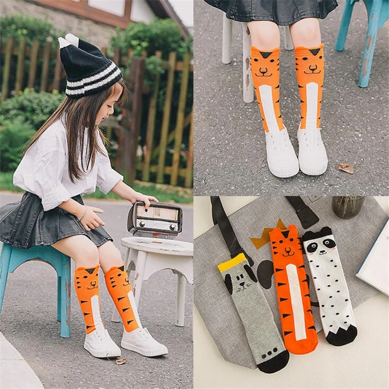 

Baby Socks Wholesale Boys and Girls Knee High Sock Cartoon Fox Bear Print Creative Wave Cotton Tube Leg Socks