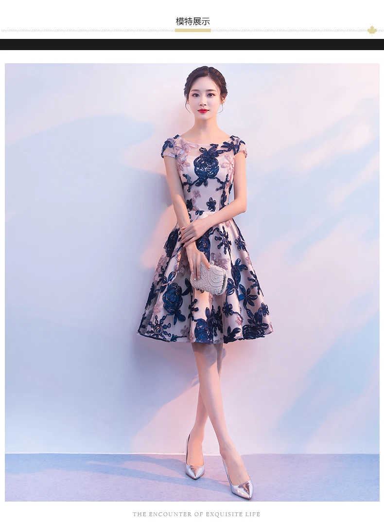 Robe de soiree 2019 New Elegant Formal Embroidery Short Prom Dresses Evening Dresses Vestido De Festa Party Dresses Prom Gown
