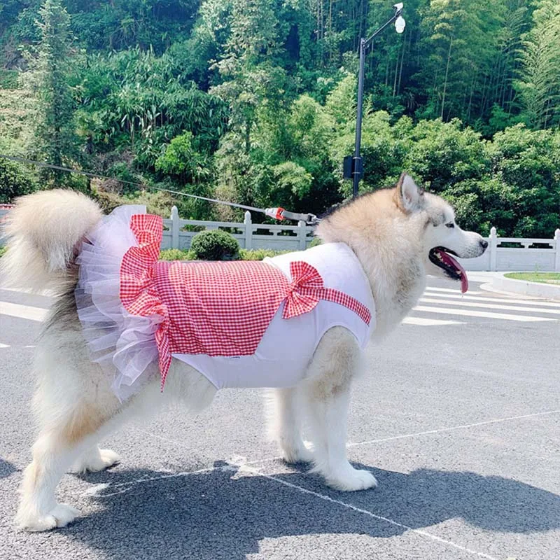 

Large Dog Dress Princess Pet Dress for Medium Large Dog Costume Plaid Pet Clothing for Dogs Skirt Dresses Disfraz Perro Labrador