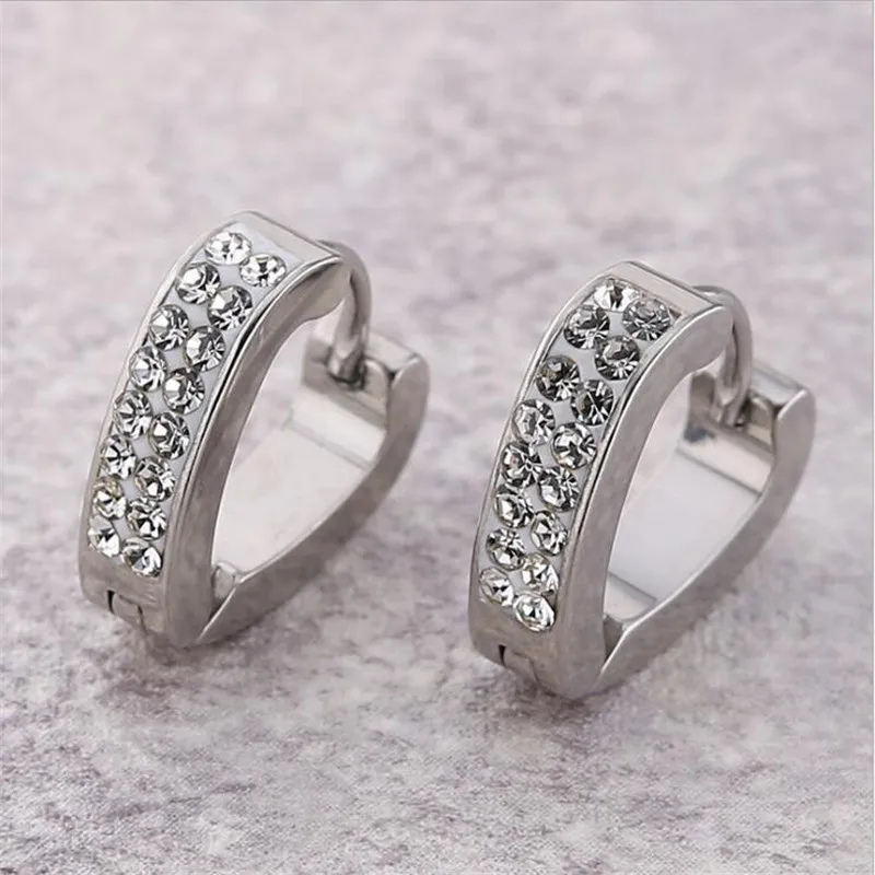

HE46 Titanium Unisex Hoop Earrings Heart Shape 316l Stainless Steel Earring Steel-color IP Plating No Fade Allergy Free