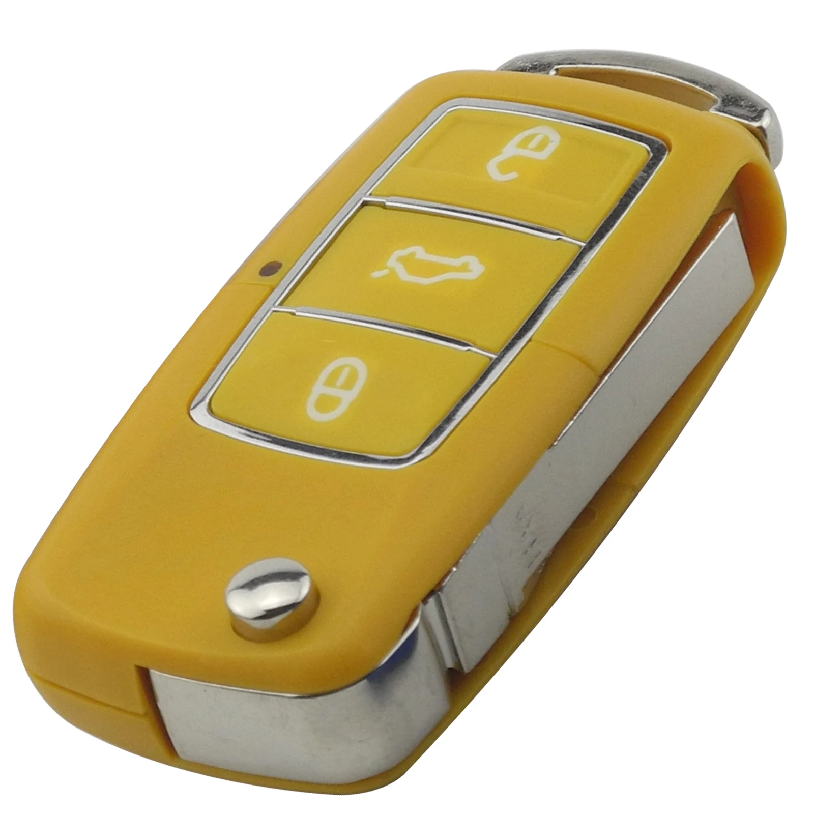 Jingyuqin откидной складной 3 кнопки дистанционного ключа автомобиля оболочки брелок чехол для Volkswagen VW Jetta Golf Passat Beetle Polo Bora - Цвет: Цвет: желтый