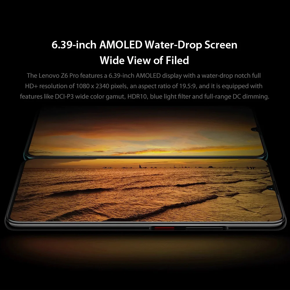 Мобильный телефон lenovo Z6 Pro L78051 с глобальной прошивкой, 6 ГБ, 128 ГБ, Android P, 6,39 дюймов, FHD+ 2340x1080, Восьмиядерный процессор Snapdragon 855, 48 МП, 4000 мАч