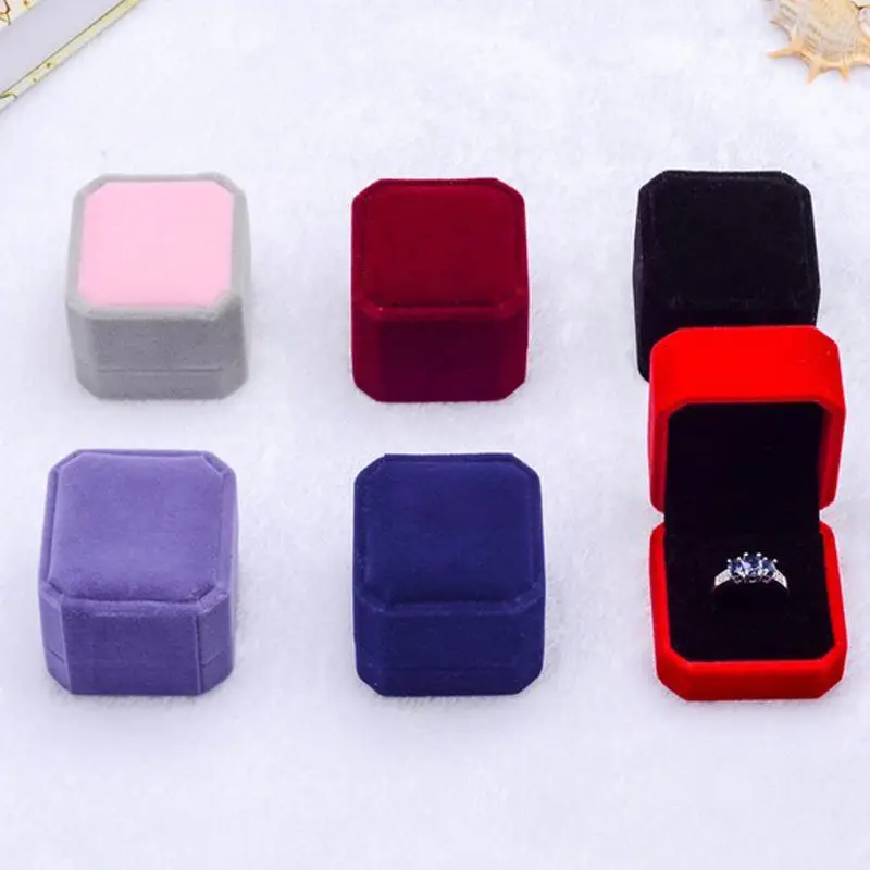 

1 pcs High Quality Romantic Wedding Velvet Ring Box Jewelry Packaging Ring and Gift Box emballage bijoux
