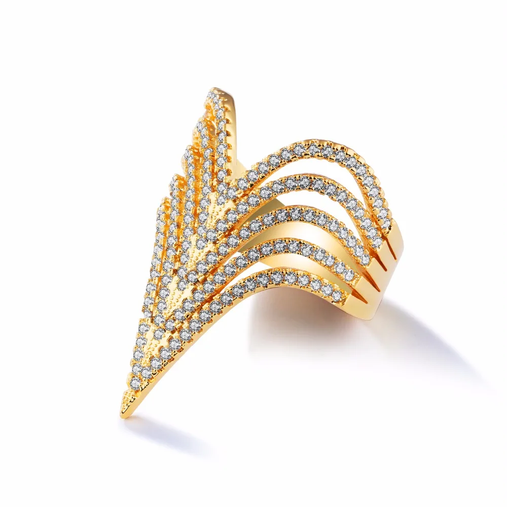 Vintage Multi V Shape Rings For Women Micro Paved Gorgeous Zirconia Statement Party Dating 2017 Jewelry KJ051 | Украшения и