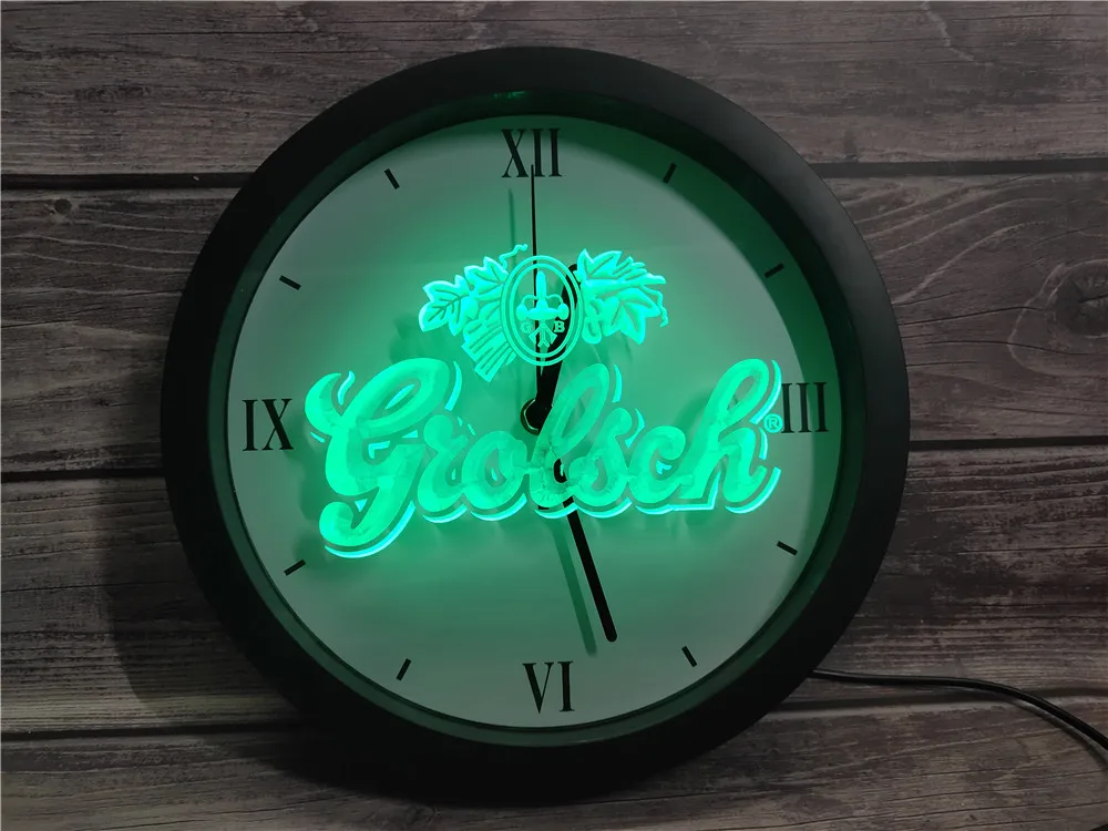 

0A007 Grolsch Beer Bar Pub Club APP RGB 5050 LED Neon Light Signs Wall Clock