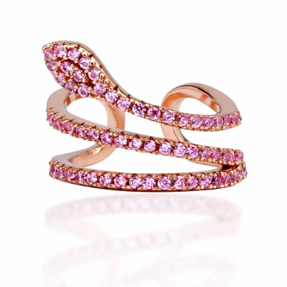 

pink white cubic zirconia snake clip earring for women no pierced jewelry micro pave cz three layer snake wrap earring