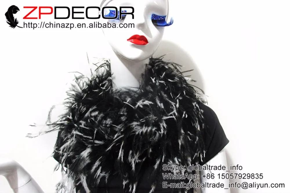1 Wholesale 2yardslot 35gram High Quality Dyed White with Black Ostrich Feather Boas (10)