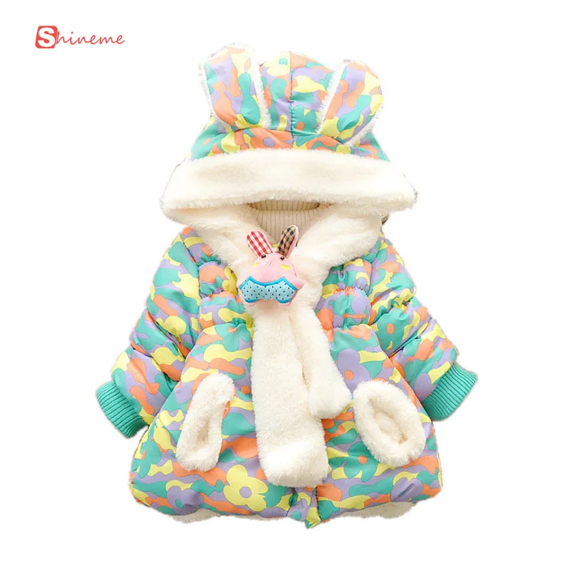 

2016 Winter Clothes Kids Outerwear European Coats Jackets Baby Girls Rabit Long Keep Warm Overcoat Children Clothes Set for Girl