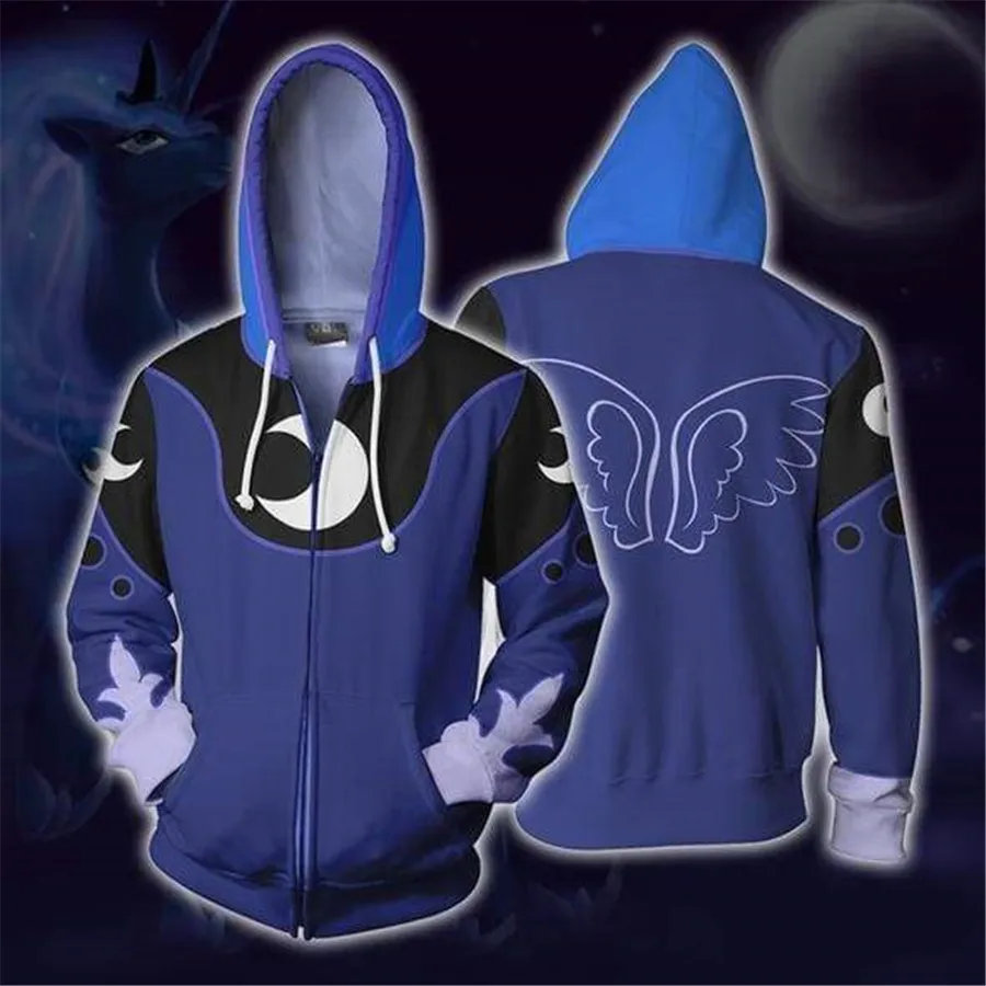 

Princess Luna Costume Anime Cosplay Hoodie Sweatshirt Jacket Coats Men and Women New
