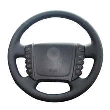 Черная искусственная кожа ручной пошив черный из искусственной кожи Чехлы рулевого колеса автомобиля обёрточная бумага для Ssangyong Rexton W Rodius